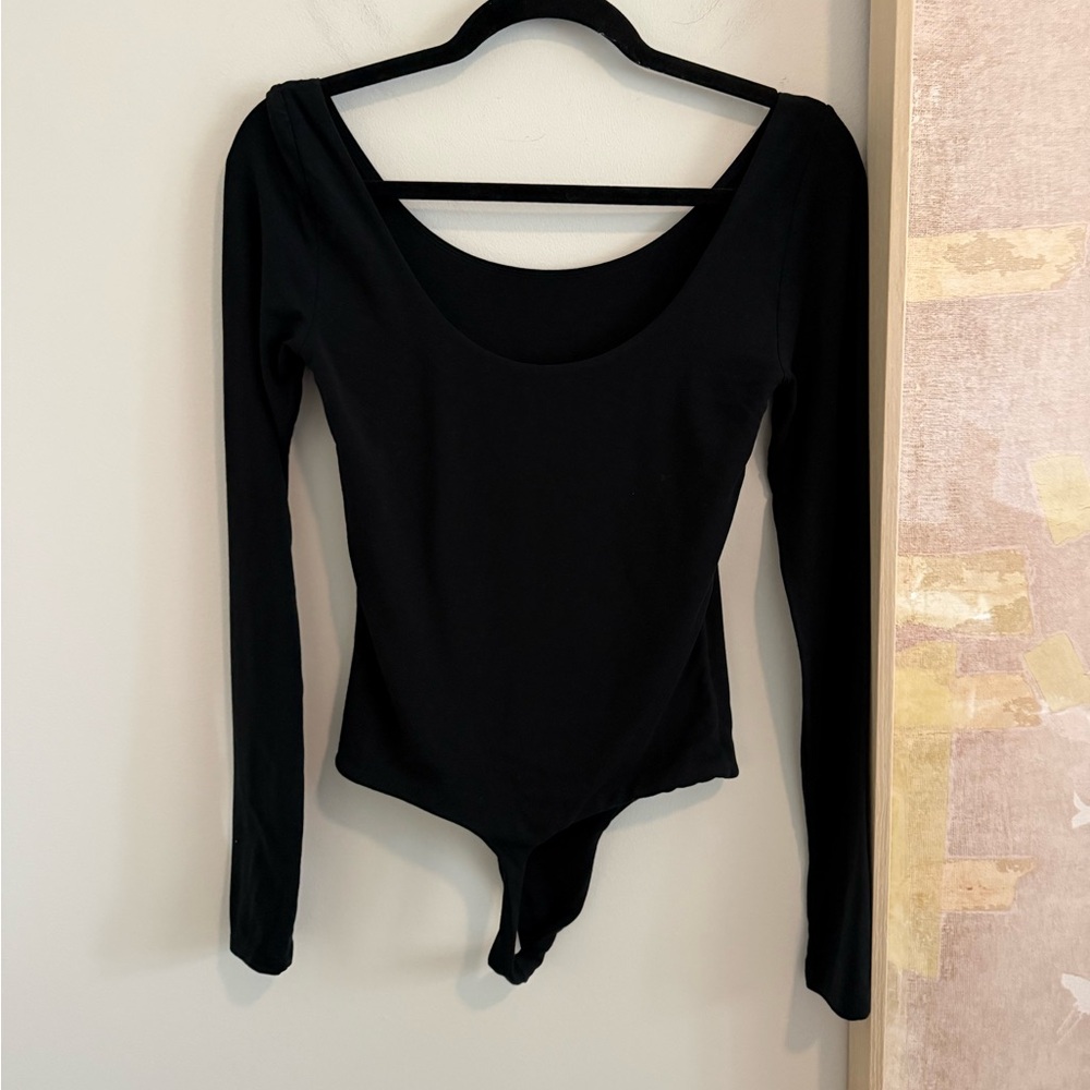 Wilfred Black Long-Sleeve Scoop Neck Bodysuit